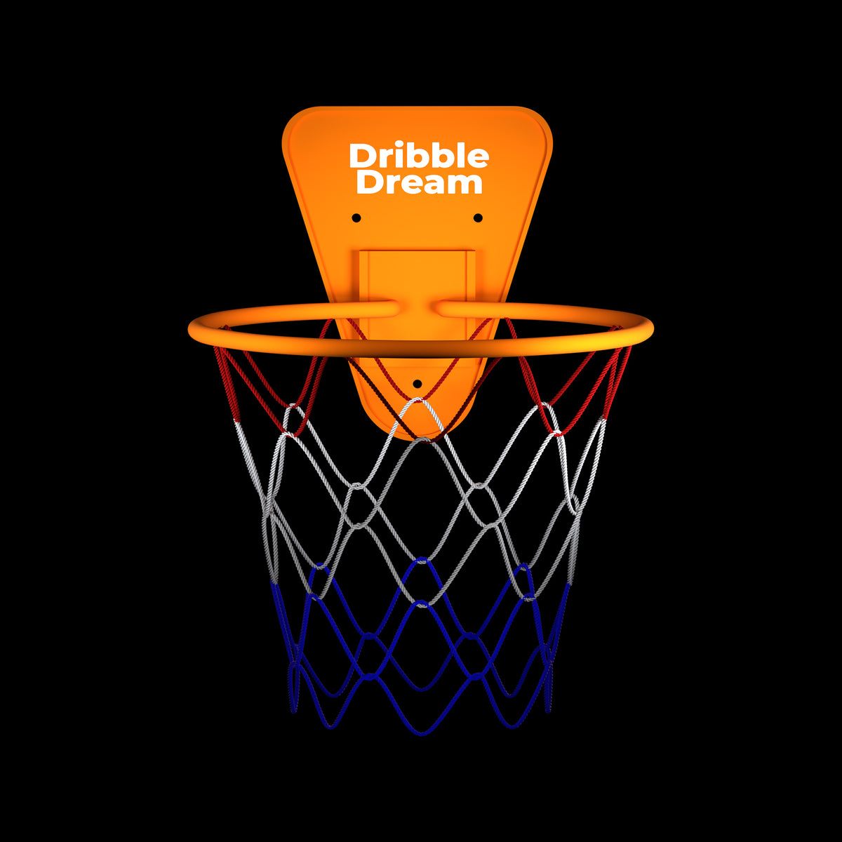 Dribble Dream wall mounted hoop with orange backboard and net